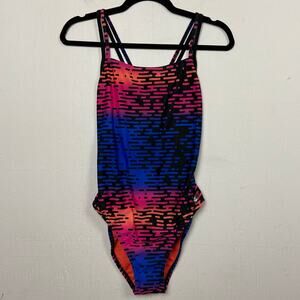 Speedo Women's Pro LT Volt Back Racing Cut Blue Pink One Piece Swimsuit 12/38